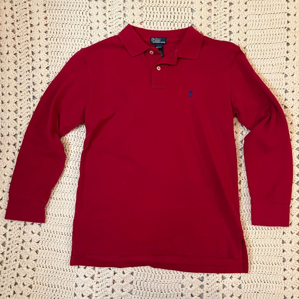 Polo by Ralph Lauren Boy Classic Long Sleeve Polo Shirt Red size Med 12/14